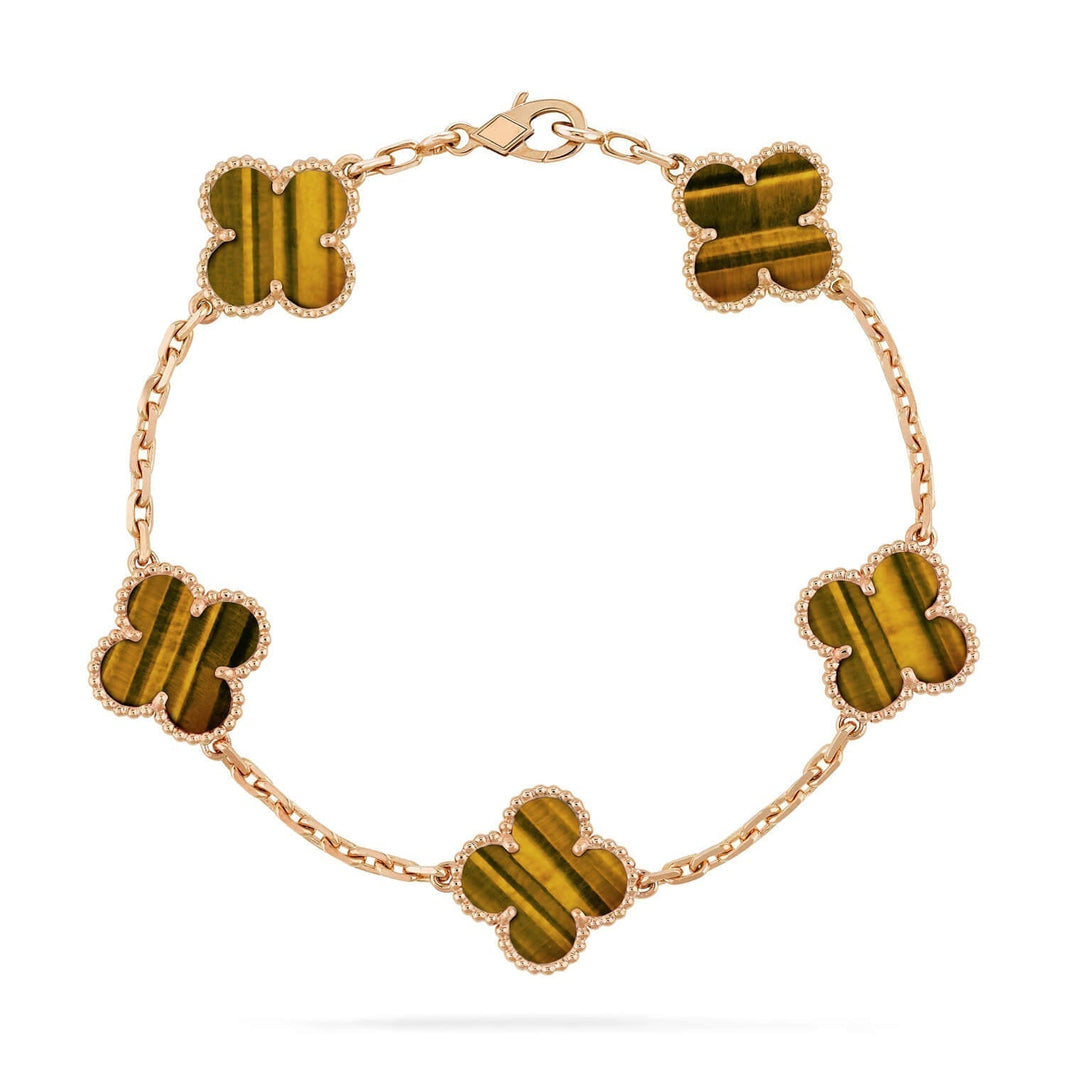 [Amore Jewelry]CLOVER  5 MOTIFS TIGER EYE BRACELET