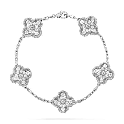 [Amore Jewelry]CLOVER 5 MOTIFS  DIAMOND BRACELET SILVER