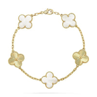 [Amore Jewelry]CLOVER BRACELET 5 MOTIF WHITE MOP PINK GOLD