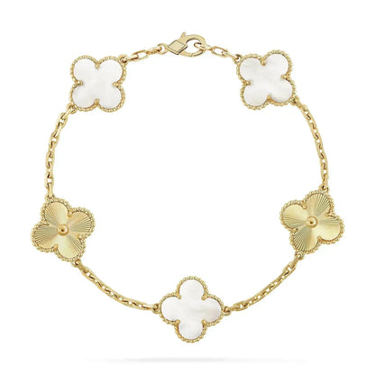 [Amore Jewelry]CLOVER BRACELET 5 MOTIF WHITE MOP PINK GOLD