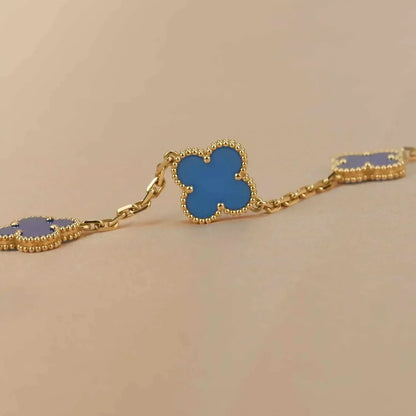 [Amore Jewelry]CLOVER 5 MOTIFS BLUE AGATE BRACELET