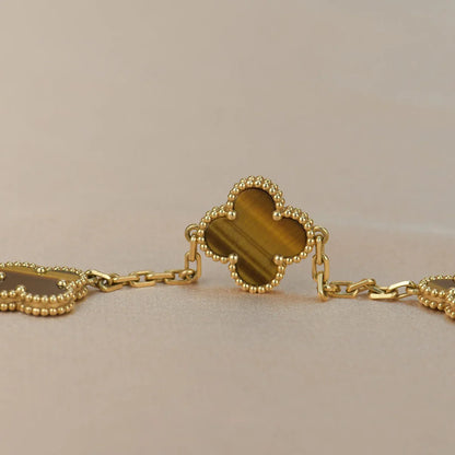 [Amore Jewelry] CLOVER 5 MOTIFS TIGER EYE BRACELET COLLECTION