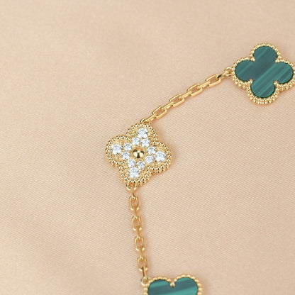[Amore Jewelry]CLOVER  5 MOTIF MALACHITE DIAMOND BRACELET