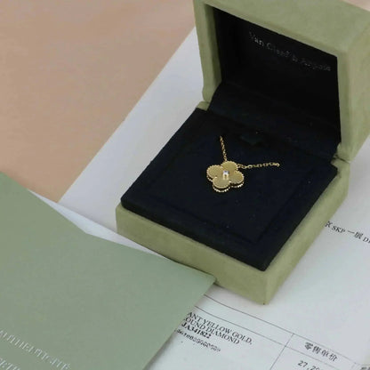 [Amore Jewelry]CLOVER 15MM DIAMOND GOLD MOTHER OF PEARL NECKLACE