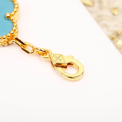 [Amore Jewelry]CLOVER 5 MOTIF TURQUOISE DIAMOND GOLD BRACELET