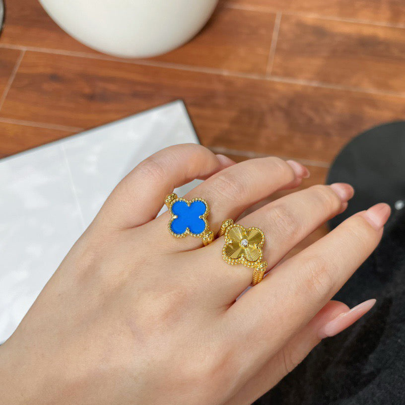 [Amore Jewelry]CLOVER RIVERSIBLE BLUE AGATE RING