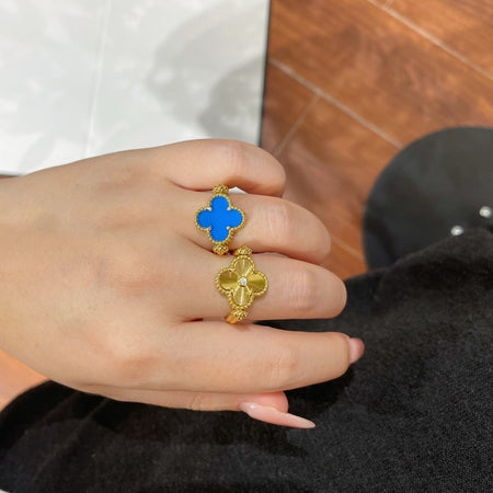 [Amore Jewelry]CLOVER RIVERSIBLE BLUE AGATE RING