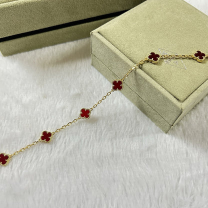 [Amore Jewelry]CLOVER 6 MOTIF RED AGATE BRACELET