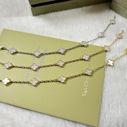 [Amore Jewelry]CLOVER 6 MOTIF WHITE MOP BRACELET
