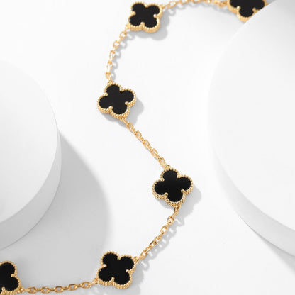 [Amore Jewelry]CLOVER 10 MOTIFS ONYX NECKLACE