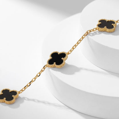 [Amore Jewelry]CLOVER 10 MOTIFS ONYX NECKLACE