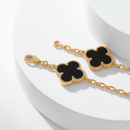[Amore Jewelry]CLOVER 10 MOTIFS ONYX NECKLACE