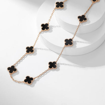 [Amore Jewelry]CLOVER 10 MOTIFS ONYX NECKLACE
