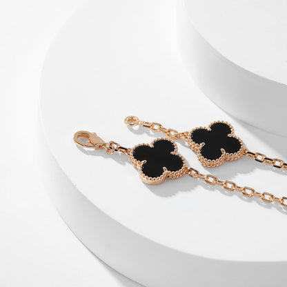 [Amore Jewelry]CLOVER 10 MOTIFS ONYX NECKLACE