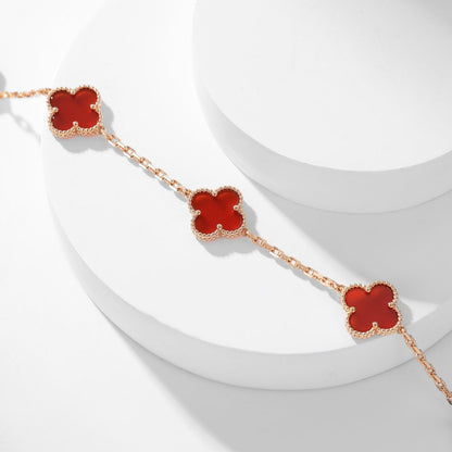 [Amore Jewelry]CLOVER 10 MOTIFS CARNELIAN NECKLACE