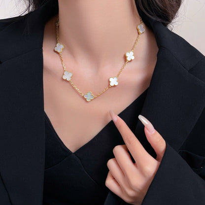 [Amore Jewelry]CLOVER 10 MOTIFS WHITE MOTHER OF PEARL NECKLACE