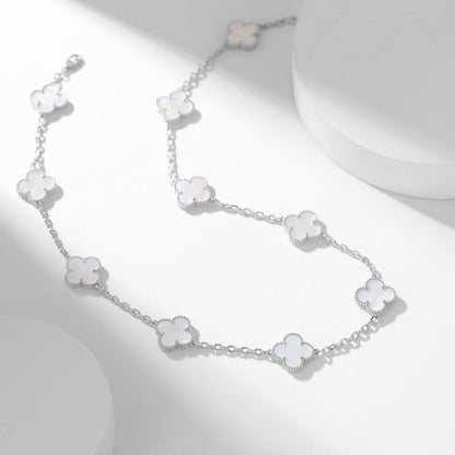 [Amore Jewelry]CLOVER 10 MOTIFS WHITE MOTHER OF PEARL NECKLACE