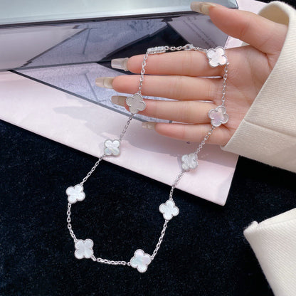 [Amore Jewelry]CLOVER 10 MOTIFS WHITE MOTHER OF PEARL NECKLACE