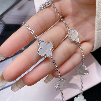 [Amore Jewelry]CLOVER 10 MOTIFS WHITE MOTHER OF PEARL NECKLACE