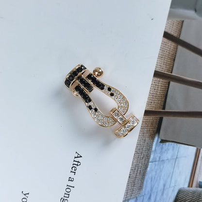 [Amore Jewelry]FORCE LARGE HORSESHOE BLACK WHITE DIAMOND BRACELET SILVER