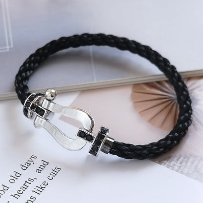 [Amore Jewelry]FORCE LARGE HORSESHOE BLACK DIAMOND BRACELET SILVER