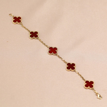 [Amore Jewelry]CLOVER 5 MOTIFS RED AGATE  BRACELET