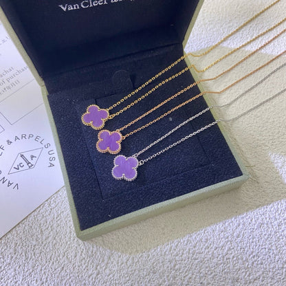 [Amore Jewelry]CLOVER 15MM  PURPLE VIOLET NECKLACE