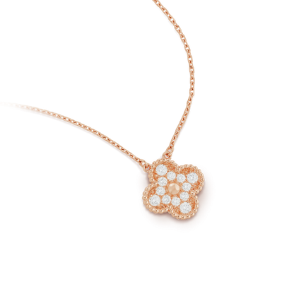 [Amore Jewelry]CLOVER 15MM DIAMOND SINGLE FLOWER NECKLACE