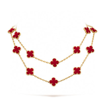 [Amore Jewelry]CLOVER 20 MOTIFS CARNELIAN NECKLACE