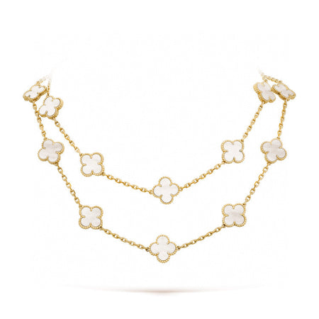 [Amore Jewelry]CLOVER 20 MOTIFS WHITE MOP NECKLACE