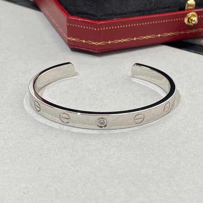 [Amore Jewelry]LOVE BRACELET 6.1MM 1 DIAMOND OPEN CUFF