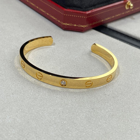 [Amore Jewelry]LOVE BRACELET 6.1MM 1 DIAMOND OPEN CUFF