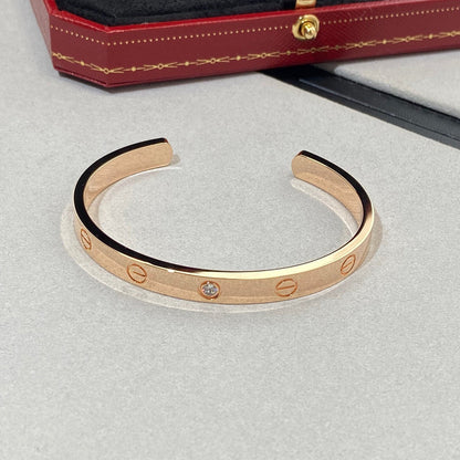 [Amore Jewelry]LOVE BRACELET 6.1MM 1 DIAMOND OPEN CUFF