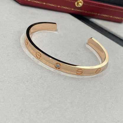 [Amore Jewelry]LOVE BRACELET 6.1MM 1 DIAMOND OPEN CUFF