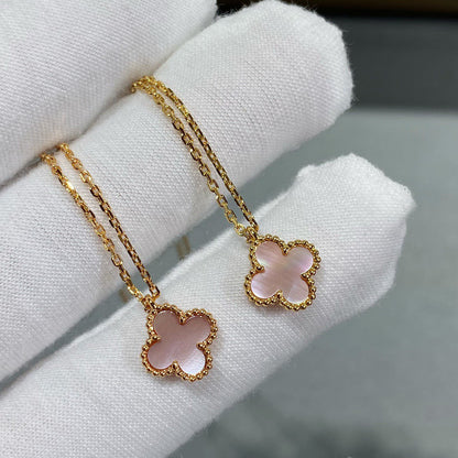 [Amore Jewelry]CLOVER 15MM PINK MOTHER-OF-PEARL SINGLE FLOWER NECKLACE