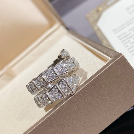 [Amore Jewelry]SERPENTI DOUBLE RING SILVER DIAMOND PAVED