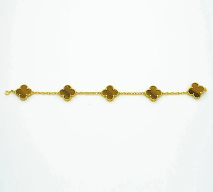 [Amore Jewelry]CLOVER  5 MOTIFS TIGER EYE BRACELET