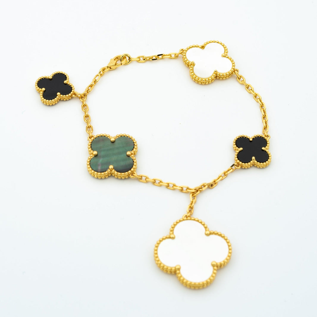 [Amore Jewelry]CLOVER BRACELET 5 MOTIFS ONYX MOP