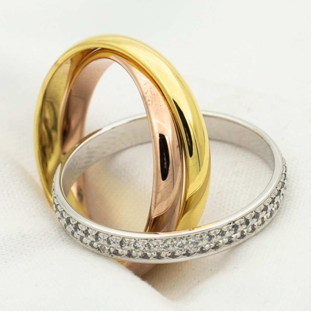 [Amore Jewelry]TRINITY RING GOLD PINK GOLD SILVER DIAMONDS