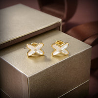 [Amore Jewelry]JEUX DE WHITE MOP GOLD DIAMOND EARRINGS