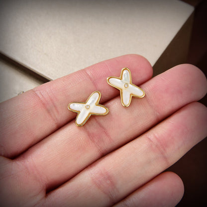 [Amore Jewelry]JEUX DE WHITE MOP GOLD DIAMOND EARRINGS