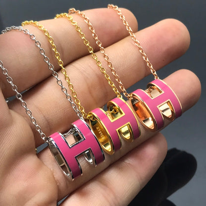 [Amore Jewelry]H NECKLACE PINK