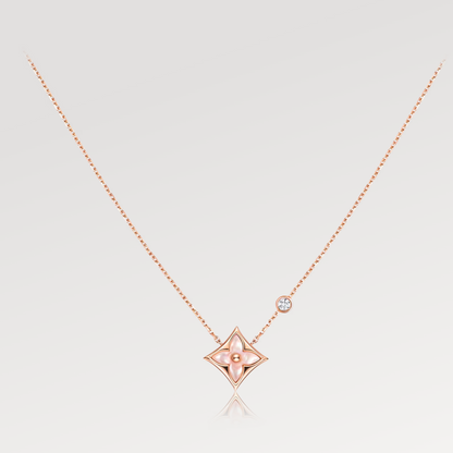 [Amore Jewelry]STAR PINK MOP 1 DIAMOND PINK GOLD NECKLACE