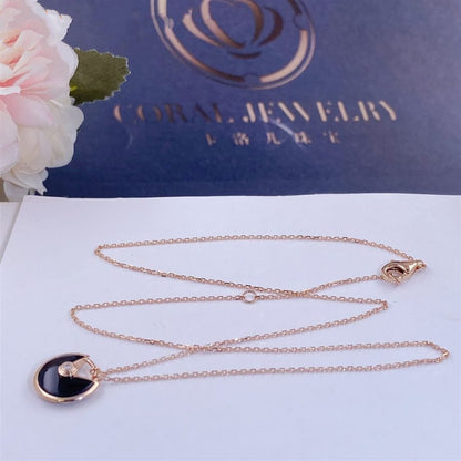 [Amore Jewelry]AMULETTE ROSE GOLD ONYX NECKLACE