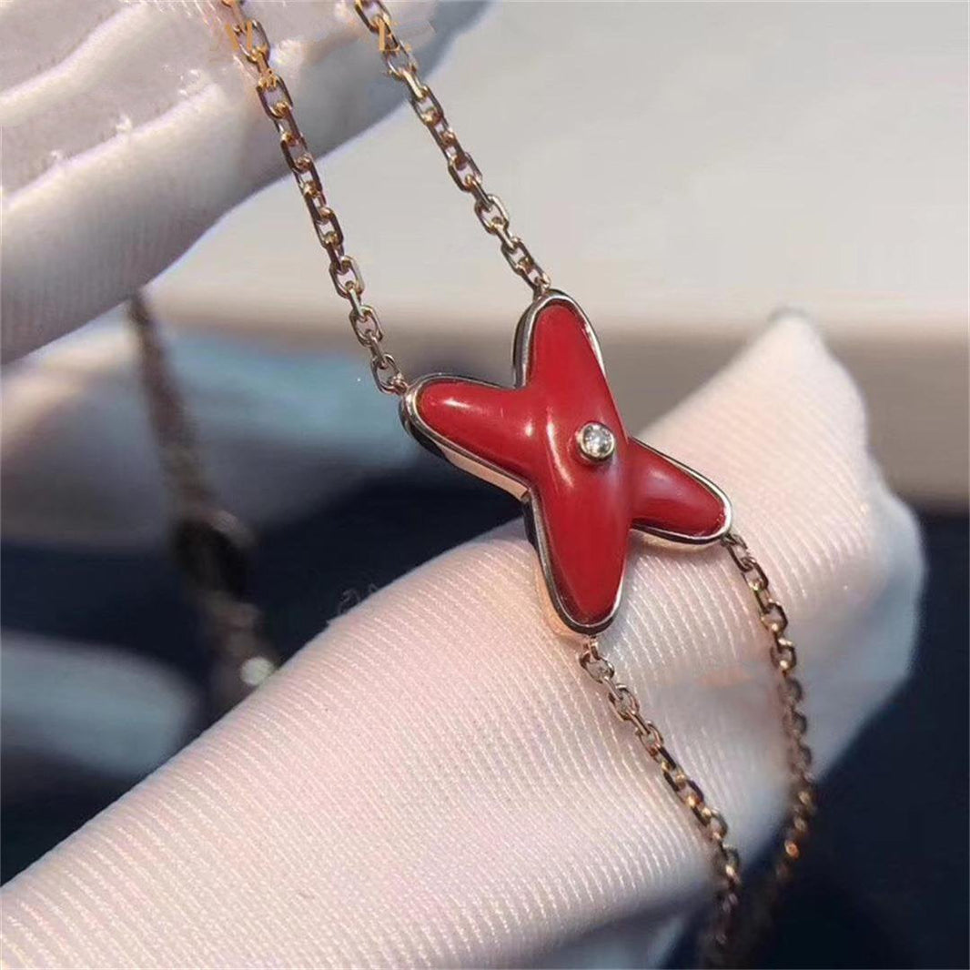 [Amore Jewelry]JEUX BRACELET CARNELIAN PINK GOLD 1 DIAMOND