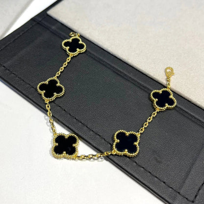 [Amore Jewelry]CLOVER  5 MOTIFS BLACK ONYX BRACELET
