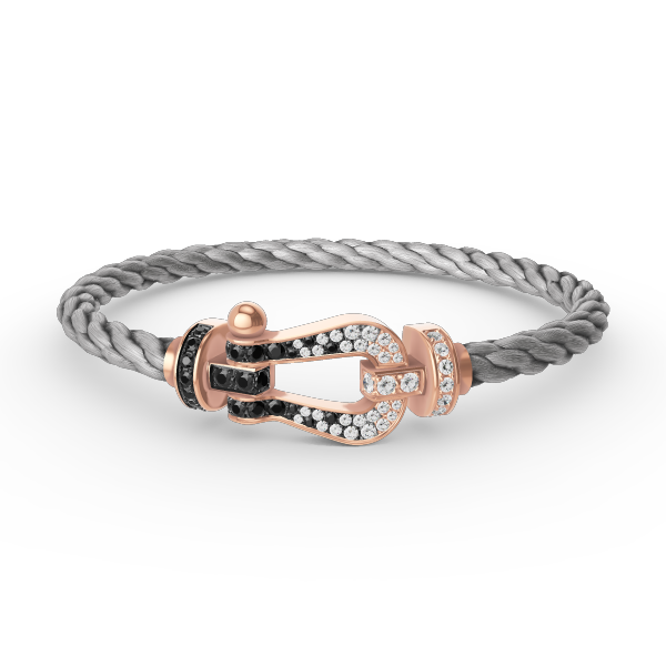[Amore Jewelry]FORCE LARGE HORSESHOE BLACK WHITE DIAMOND BRACELET ROSE GOLD