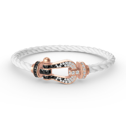 [Amore Jewelry]FORCE LARGE HORSESHOE BLACK WHITE DIAMOND BRACELET ROSE GOLD