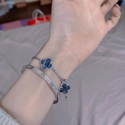 [Amore Jewelry]CLOVER 5 MOTIF PIETERSITE SILVER BRACELET
