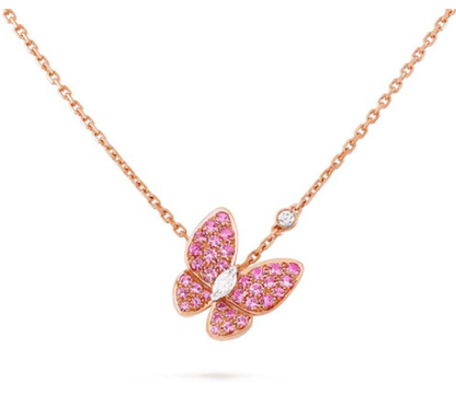 [Amore Jewelry]BUTTERFLY RED DIAMOND ROSE GOLD NECKLACE